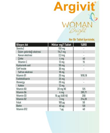 Argivit Woman Bright Gold Complex - Biotin Niacin Zinc (SAFR' NSIDE XTENERGY) Supplement 30 Tablets - Buy Online on GoSupps.com