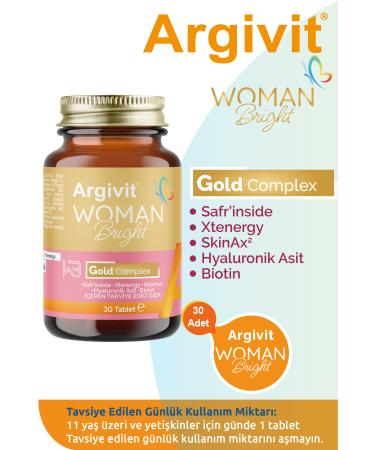 Argivit Woman Bright Gold Complex 3-Pack - Biotin Niacin Zinc (SAFR'INSIDE) Supplement 30 Tablets - Buy Online on GoSupps.com