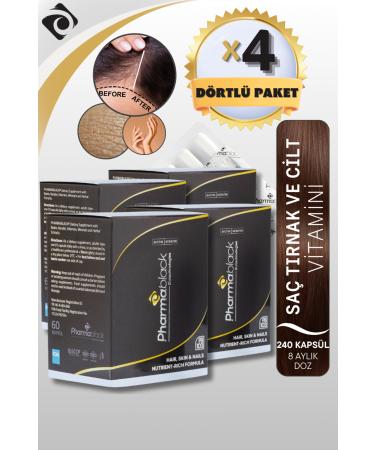 Pharmablack Anti Hair Loss Biotin & Keratin Vitamin Complex 60 Capsules - 4 BOXES (240 CAPSULES)
