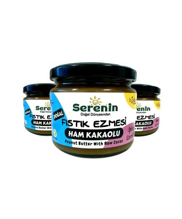 Seren's Natural World PEANUT BUTTER RAW COCOA 3 PIECES 250GR NATURAL WITHOUT ADDED SUGAR