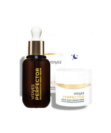 VITAYES Anti-Aging Repairing Herbaglow Face Night Skin Serum and Night Cream Set with Hyaluronic Acid