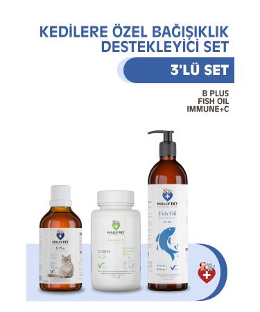 MALLY PET PROFESSIONEL PET CARE Immune Support Set for Cats (B PLUS FISH OIL IMMUNE-C) Set of 3