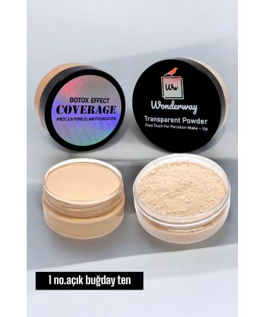 wwbeauty Intensive Concealer Porcelain Foundation & Transparent Powder Set - With Sponge and Lip Pencil Gift