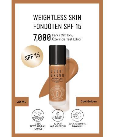 Bobbi Brown Weightless Skin 24 Hour Liquid Foundation SPF 15 - Natural and Matte Finish - Cool Golden - 30 ml