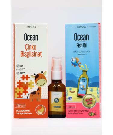 Ocean Omega-3 Zinc and Vitamin D Support Set for Children: Ocean Fish Oil Estellife D3 & Ocean Zinc