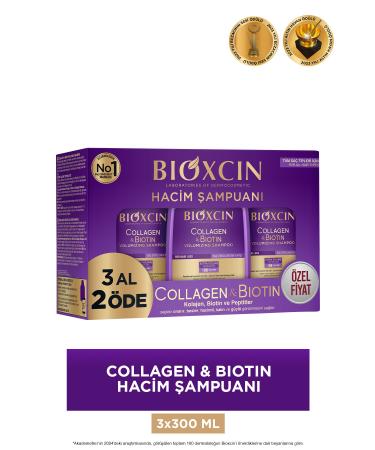 Bioxcin Collagen & Biotin Extra Volume Shampoo 300 ml - Collagen Biotin Fine and Sparse Hair