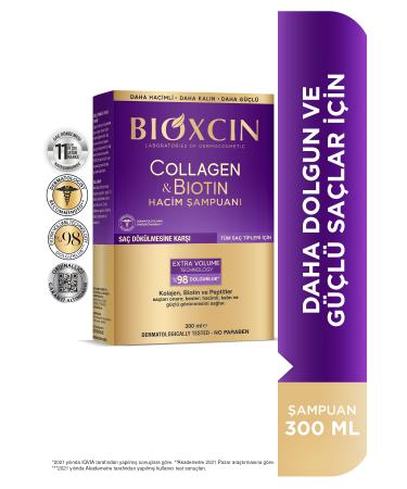 Bioxcin Collagen & Biotin Extra Volume Shampoo 300 ml - Collagen Biotin Fine and Sparse Hair