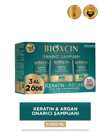 Bioxcin Keratin & Argan Repair Care Shampoo 300 ml Buy 3 Pay 2 - Damaged and Sensitive Hair