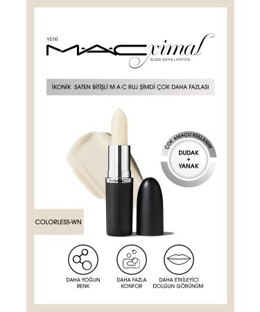 Mac COLORLESS - MACximal Sleek Satin Lipstick Iconic Satin Finish Lipstick 3.5GM