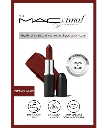Mac Intense Color Fuller Appearance Satin Finish Lip and Cheek Lipstick-PARAMOUNT 3.5GM KEYO471