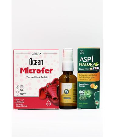 Ocean Iron Vitamin D3 and Throat Care Package for Kids Ocean Microfer Estellife D3 Aspi Kids