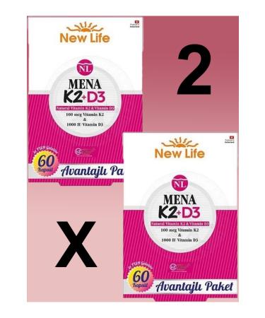 New Life Mena K2+D3 60 Capsules X2