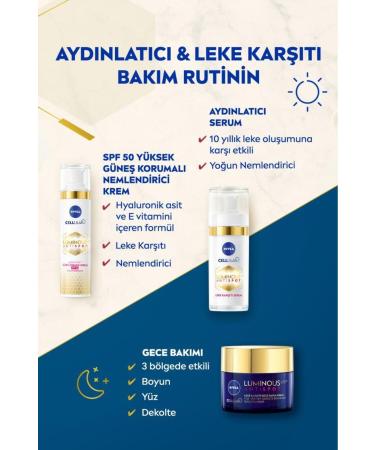 NIVEA Luminous630 Anti-Spot Night Face Care Cream 50ml Skin Tone Equalizer Hyaluronic Acid Brightener - Buy Online on GoSupps.com