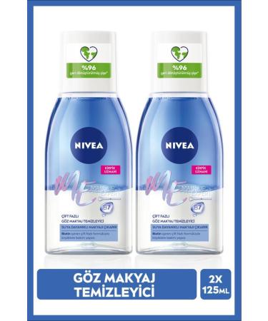 NIVEA Dual Phase Eye Make-up Remover 125ml Effective Make-up Remover Sensitive Eyelash Care X2 Pieces