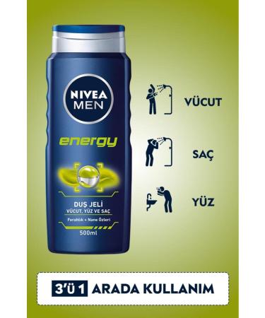 NIVEA Shower Shampoo Energy Men 500ml X3 - Buy Online on GoSupps.com