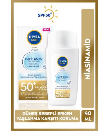 NIVEA Sun Light Texture Sunscreen Face Cream 40ml Spf50 High Sun Protection Anti-Aging