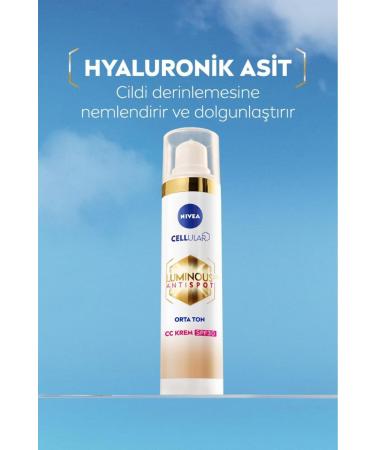 NIVEA Luminous630 Anti-Dark Spot CC Face Cream 40ml SPF30 Sunscreen Hyaluronic Acid Medium Tone - Buy Online on GoSupps.com