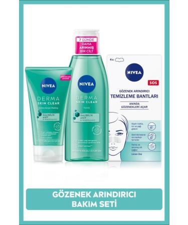 NIVEA Derma Skin Clear Anti-Acne Peeling 150ml Tonic 200ml T-Zone & Blackhead Cleansing Strip