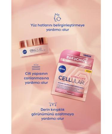 NIVEA Cellular Expert Lift Anti-Aging Day Face Care Cream 50ml Spf30 Bakuchiol Hyaluronic Acid - Buy Online on GoSupps.com