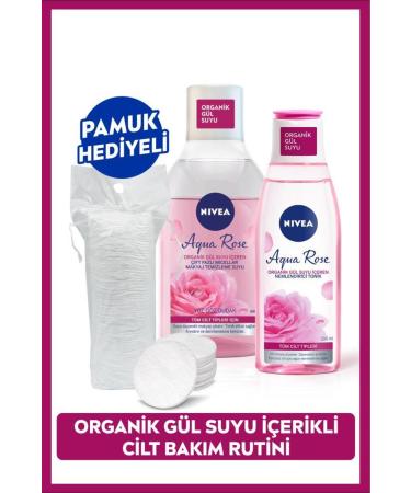 NIVEA Aqua Rose Dual Phase Micellar Make-Up Remover Water 400ml and Moisturizing Toner 200ml