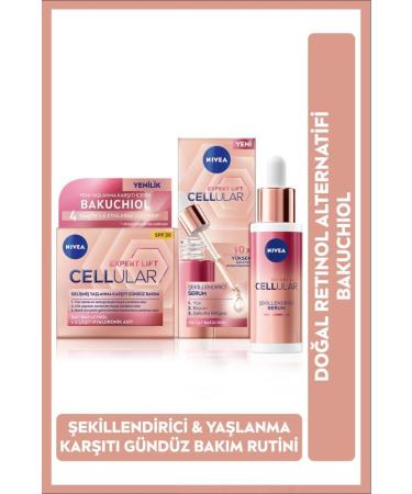 NIVEA Cellular Natural Retinol Alternative Bakuchiol Skin Serum 30ml and Hyaluronic Acid Day Face Cream 50ml
