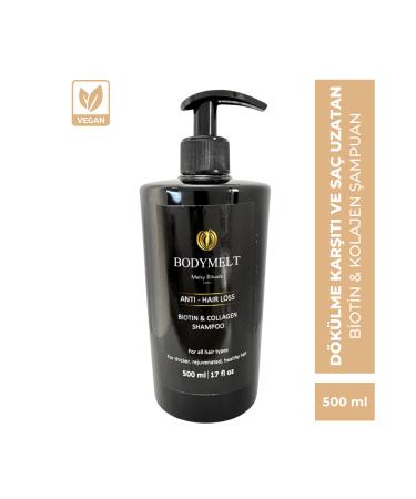 BODYMELT Biotin & Collagen Shampoo - Strengthening Hair Fibers Anti-Loss Nourishing Herbal 500 ml