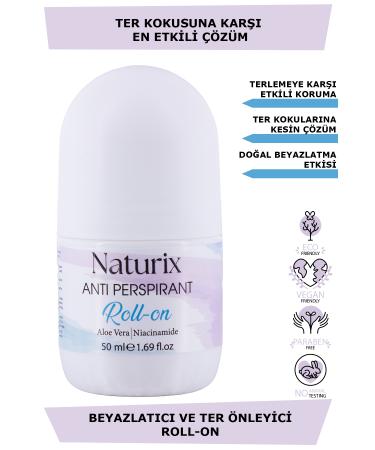 Naturix Sweat and Odor Preventive Whitening Aloe Vera Unisex Roll-On 50 ml