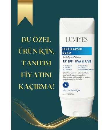 LUM YES Anti-Spot Cream 60 ml - Spf 15 UV Protection Shea Butter and Panthenol For All Skin Types - Buy Online on GoSupps.com