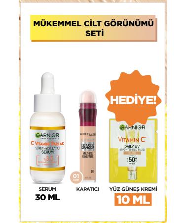 Maybelline New York Maybelline Instant Anti Age Eraser Concealer 01 & Garnier Vitamin C Bright Super Brightening Serum