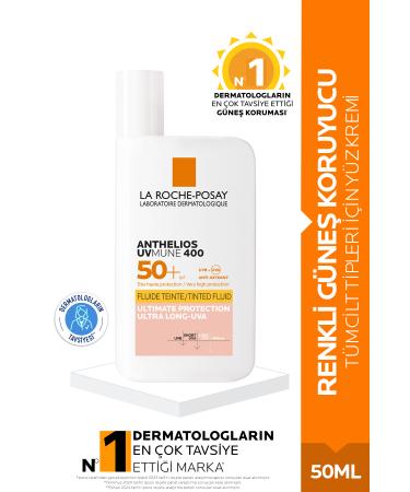 La Roche Posay Anthelios Uvmune Fluid Spf 50 High Protection Tinted Face Sunscreen for All Skin Types