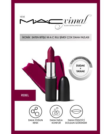 Mac REBEL - MACximal Sleek Satin Lipstick konik Saten Biti li Ruj 3.5GM