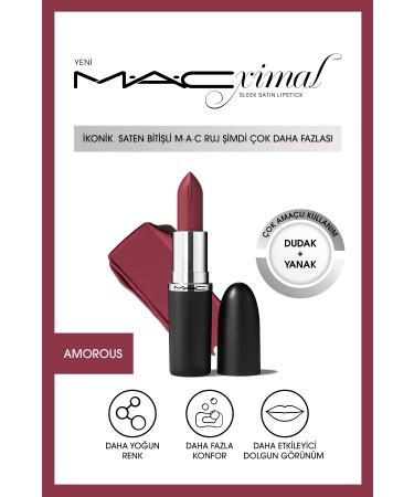 Mac Intense Color Full Look Satin Finish Lip and Cheek Lipstick-AMOROUS 3.5GM KEYO468