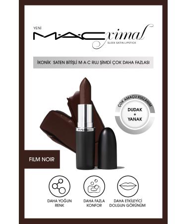 Mac Multipurpose MACximal Iconic Satin Finish Lip and Cheek Lipstick-FILM NOIR 3.5g