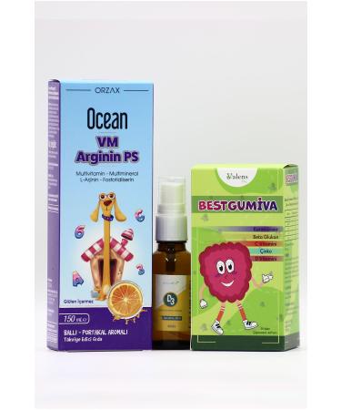 Ocean VM Arginine PS Estellife D3 Spray and Bestgumiva - Vitamin Immunity and Health Package for Children