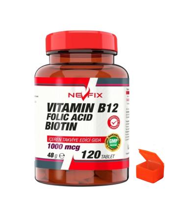 Nevfix Vitamin B12 1000 Mcg Biotin 120 Tablets + Pill Box
