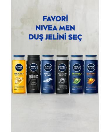 NIVEA Men Active Clean Shower Gel 500 ml X3 Advantageous Package Bath Loofah - Buy Online on GoSupps.com