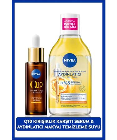 NIVEA Q10 Anti-Wrinkle Dual-Effect Skin Serum 30ml Brightening Micellar Make-Up Remover Water 400ml