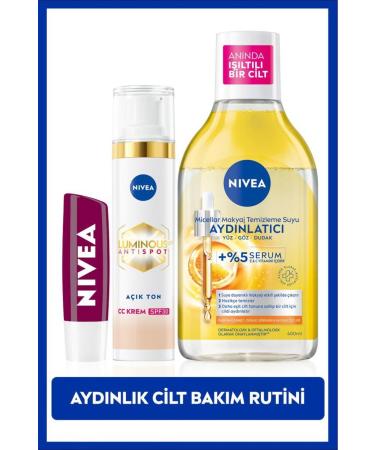 NIVEA Luminous630 CC Face Cream 40ml Brightening Micellar Make-Up Remover Water 400ml Lip Care Cream