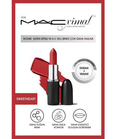 Mac Multipurpose MACximal Iconic Satin Finish Lip and Cheek Lipstick-SWEETHEART 3.5g