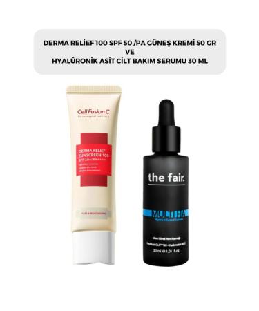 The Fair Cell Fusion C Derma Relief 100 Spf 50 /pa Sun Cream 50 gr and the fair. Hyaluronic Acid Moisturizer
