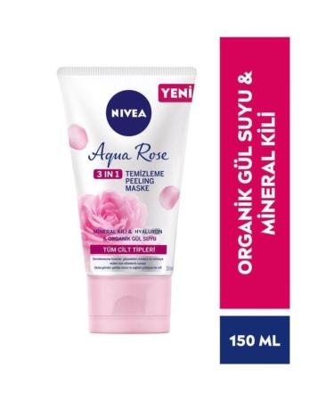 NIVEA Aqua Rose Organic Rose Water 3 in 1 150ml Cleansing Peeling Mask Hyaluron Mineral Clay