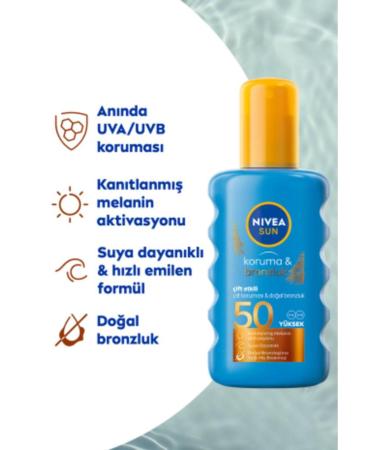 NIVEA SUN Double Effect High Protection and Bronze Sun Spray 200ml SPF50 Natural Bronze Water Resistant - Buy Online on GoSupps.com