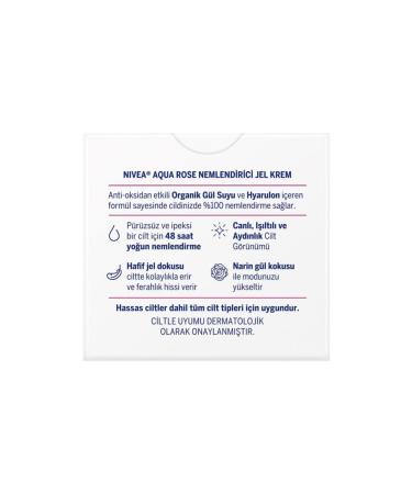 NIVEA Aqua Rose Organic Rose Water Moisturizing Gel Cream 50ml 48 Hour Intense Moisture Luminous Skin - Buy Online on GoSupps.com