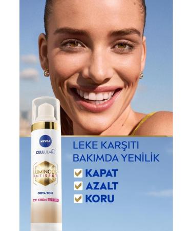 NIVEA Luminous630 Anti-Dark Spot CC Face Cream 40ml SPF30 Sunscreen Hyaluronic Acid Medium Tone - Buy Online on GoSupps.com