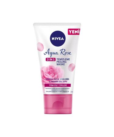 NIVEA Aqua Rose Organic Rose Water 3 in 1 150ml Cleansing Peeling Mask Hyaluron Mineral Clay - Buy Online on GoSupps.com