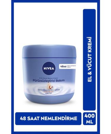 NIVEA Smoothing Hand and Body Care Cream 400ml 48 Hour Moisturizing Serum Shea Butter Dry Skin