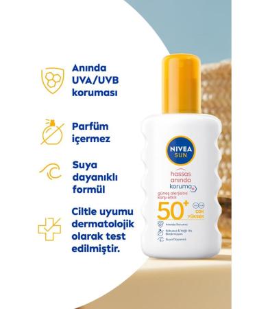 NIVEA Sun Instant Protection Sun Spray 200ml Spf50 Effective Against Sun Allergy Sensitive Skin - Buy Online on GoSupps.com