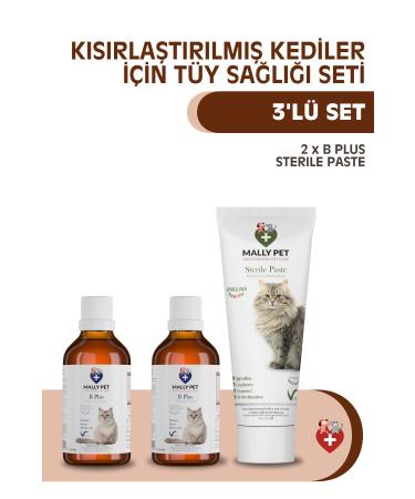 MALLY PET PROFESSIONAL PET CARE Neutered Cats Hair Health Package (2 XB PLUS STERILE PASTE) Set of 3