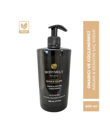 BODYMELT Argan & Keratin Conditioner - Repairing Strengthening Nourishing Formula 500 ml