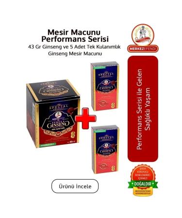 Merkez Efendi Mesir Paste Performance Series 43 Gr Ginseng and 5 Disposable Ferula Mesir Paste